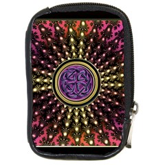 Hot Lavender Celtic Fractal Framed Mandala Compact Camera Leather Case