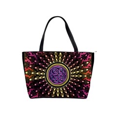 Hot Lavender Celtic Fractal Framed Mandala Large Shoulder Bag by UROCKtheWorldDesign