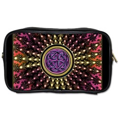 Hot Lavender Celtic Fractal Framed Mandala Travel Toiletry Bag (two Sides) by UROCKtheWorldDesign