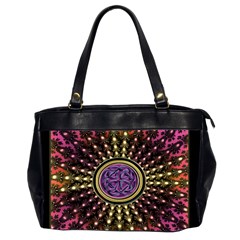 Hot Lavender Celtic Fractal Framed Mandala Oversize Office Handbag (two Sides) by UROCKtheWorldDesign