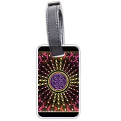 Hot Lavender Celtic Fractal Framed Mandala Luggage Tag (one Side) by UROCKtheWorldDesign