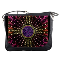 Hot Lavender Celtic Fractal Framed Mandala Messenger Bag