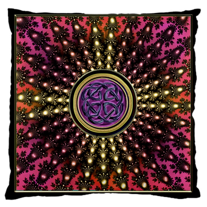 Hot Lavender Celtic Fractal Framed Mandala Large Cushion Case (Single Sided) 