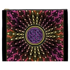 Hot Lavender Celtic Fractal Framed Mandala Cosmetic Bag (xxxl)