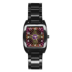 Hot Lavender Celtic Fractal Framed Mandala Stainless Steel Barrel Watch