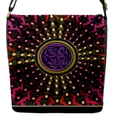 Hot Lavender Celtic Fractal Framed Mandala Flap Closure Messenger Bag (small) by UROCKtheWorldDesign