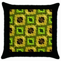 Yellow Green Pattern Black Throw Pillow Case