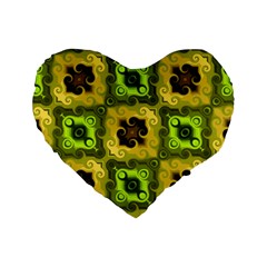 Yellow Green Pattern 16  Premium Heart Shape Cushion 