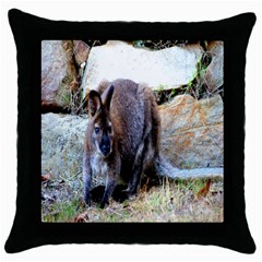 Kangaroo Black Throw Pillow Case