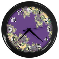 Purple Symbolic Fractal Wall Clock (black) by UROCKtheWorldDesign