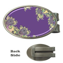 Purple Symbolic Fractal Money Clip (oval)