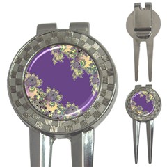 Purple Symbolic Fractal Golf Pitchfork & Ball Marker