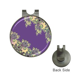 Purple Symbolic Fractal Hat Clip With Golf Ball Marker