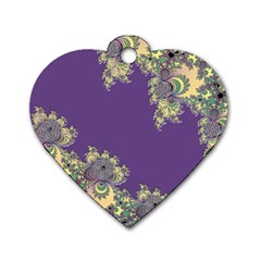 Purple Symbolic Fractal Dog Tag Heart (two Sided)