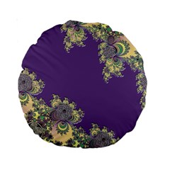 Purple Symbolic Fractal 15  Premium Round Cushion 