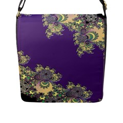 Purple Symbolic Fractal Flap Closure Messenger Bag (large) by UROCKtheWorldDesign