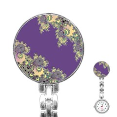 Purple Symbolic Fractal Stainless Steel Nurses Watch