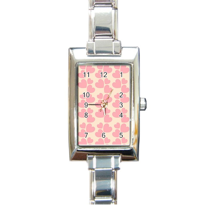 Cream And Salmon Hearts Rectangular Italian Charm Watch