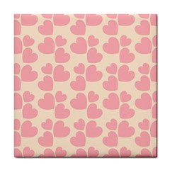 Cream And Salmon Hearts Ceramic Tile