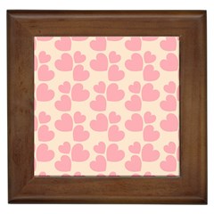 Cream And Salmon Hearts Framed Ceramic Tile by Colorfulart23