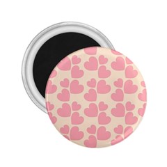 Cream And Salmon Hearts 2 25  Button Magnet