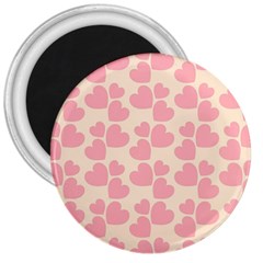 Cream And Salmon Hearts 3  Button Magnet