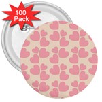 Cream And Salmon Hearts 3  Button (100 pack) Front