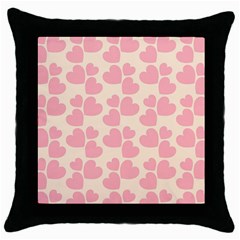 Cream And Salmon Hearts Black Throw Pillow Case