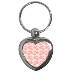 Cream And Salmon Hearts Key Chain (heart) by Colorfulart23