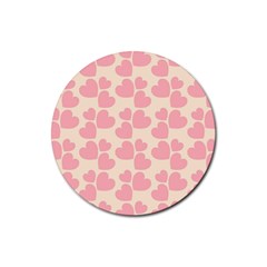 Cream And Salmon Hearts Drink Coaster (round)