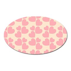 Cream And Salmon Hearts Magnet (oval)