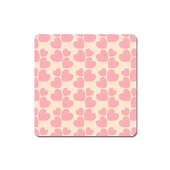 Cream And Salmon Hearts Magnet (square)