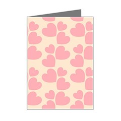 Cream And Salmon Hearts Mini Greeting Card