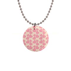 Cream And Salmon Hearts Button Necklace by Colorfulart23