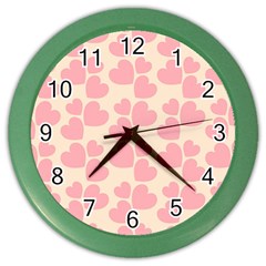 Cream And Salmon Hearts Wall Clock (color) by Colorfulart23