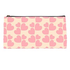 Cream And Salmon Hearts Pencil Case by Colorfulart23