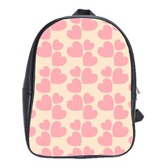 Cream And Salmon Hearts School Bag (large)