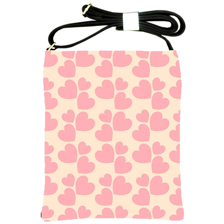 Cream And Salmon Hearts Shoulder Sling Bag