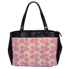 Cream And Salmon Hearts Oversize Office Handbag (one Side)