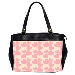 Cream And Salmon Hearts Oversize Office Handbag (two Sides)