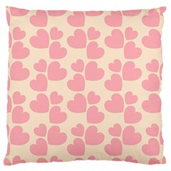 Cream And Salmon Hearts Large Cushion Case (single Sided) 