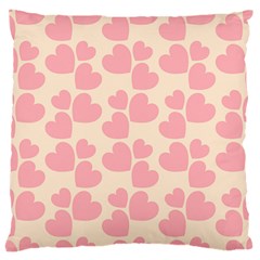 Cream And Salmon Hearts Large Cushion Case (two Sided)  by Colorfulart23