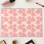 Cream And Salmon Hearts Cosmetic Bag (XXL) Back