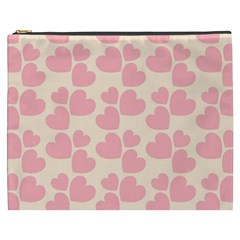 Cream And Salmon Hearts Cosmetic Bag (xxxl)