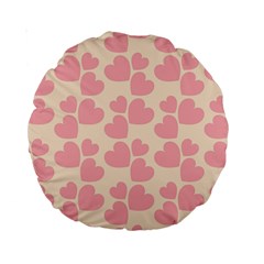 Cream And Salmon Hearts 15  Premium Round Cushion 