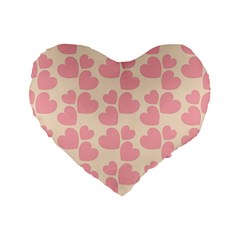 Cream And Salmon Hearts 16  Premium Heart Shape Cushion 