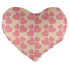 Cream And Salmon Hearts 19  Premium Heart Shape Cushion