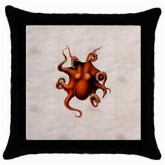 Here There Be Monsters Black Throw Pillow Case