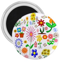 Summer Florals 3  Button Magnet by StuffOrSomething