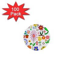 Summer Florals 1  Mini Button (100 Pack)